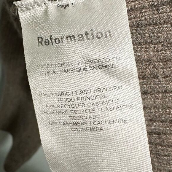 Reformation Hart Recycled Cashmere Ribbed Sweater Cocoa Plus Size 3X - Picture 7 of 9